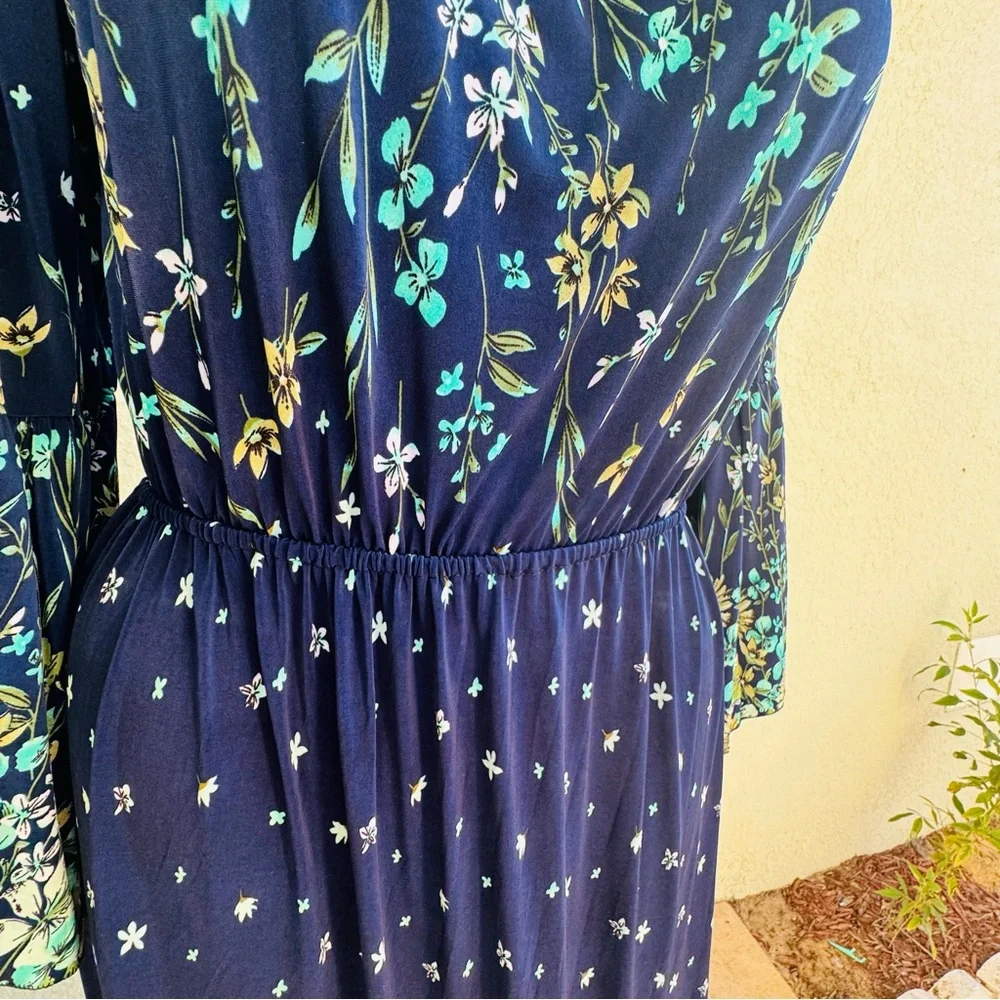 NWT 7 Islands 3X whimsical mermaid blue green floral maxi dress boho plus size - Picture 4 of 12